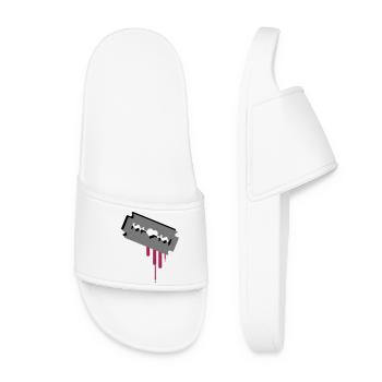 Razor blade with heart and blood - Women’s Pool Sliders - white - Front