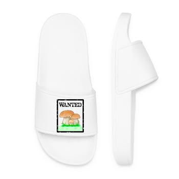 Wanted, porcini mushroom, men's mushroom, Röhrling mushroom - Women’s Pool Sliders - white - Front