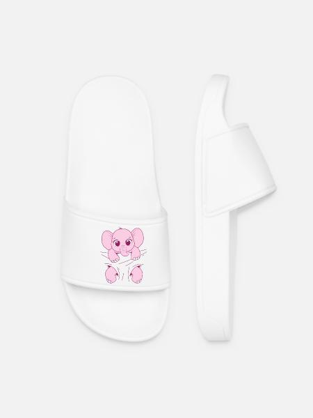 Bébé Éléphant Porter Drôle Rose Bébé Éléphant - Claquettes Femme - blanc