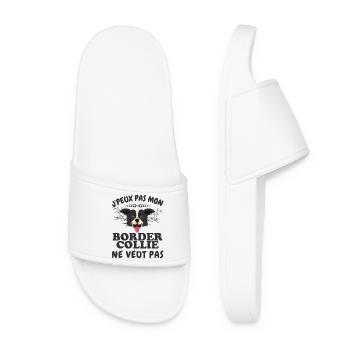 Mon border collie ne veut pas - Claquettes Femme - blanc - Devant