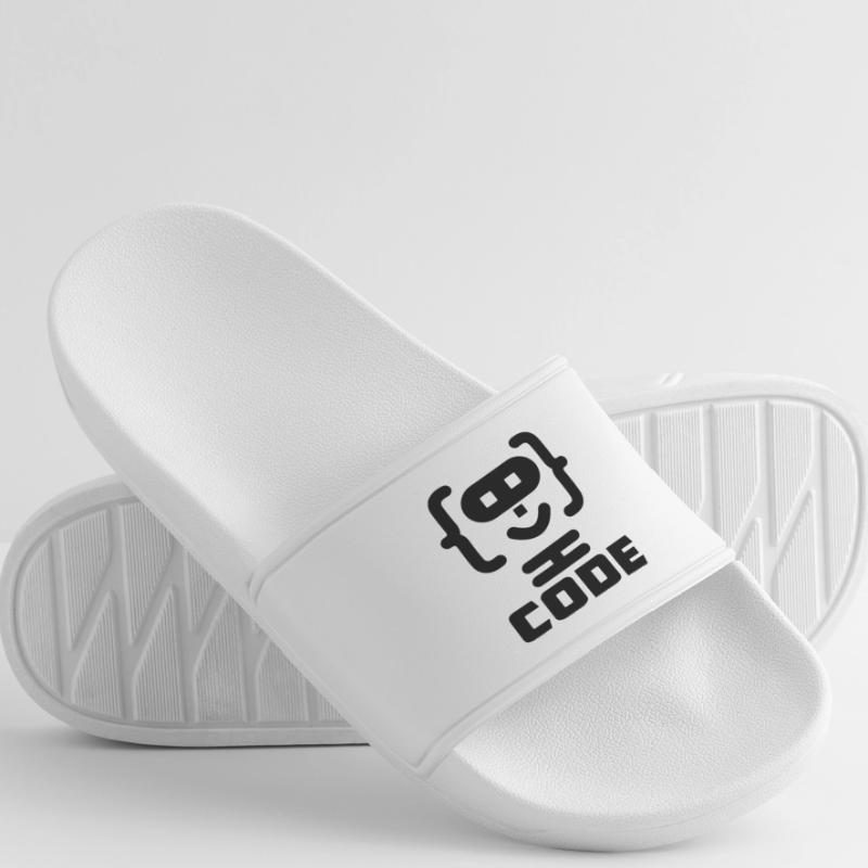 Hacker-Programmierer-Code-Logo mit Text CODE Frauen Badelatschen