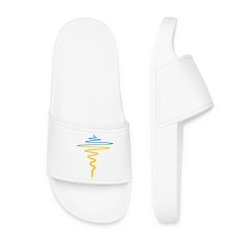 Ukraine Flag Heartbeat Pulse - Women’s Pool Sliders - white - Front