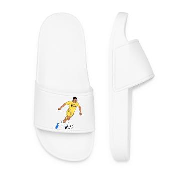 Yellow Team Player Motif - Women’s Pool Sliders - white - Front
