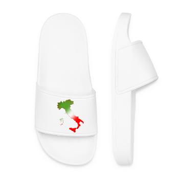 Landkarte von Italien mit dreifarbiger Flagge - Frauen Badelatschen - Weiß - Vorne