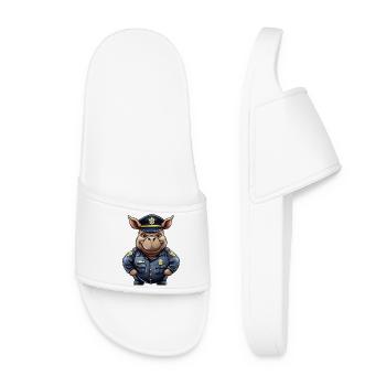 Hippopotamus Policeman - Women’s Pool Sliders - white - Front