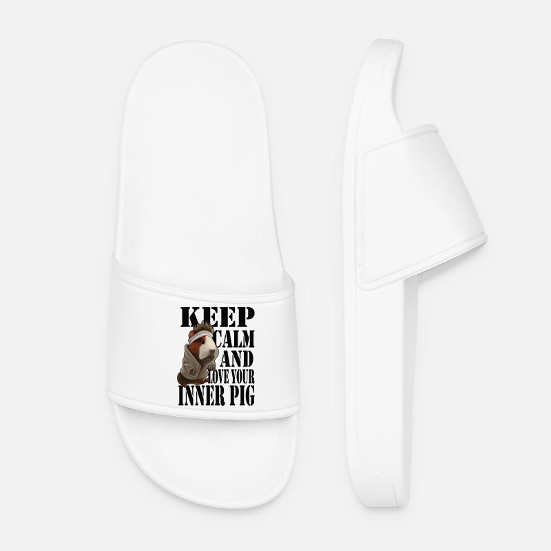 Keep Calm and Love Your Inner Pig - Frauen Badelatschen - Weiß
