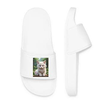 Cute Cat - Women’s Pool Sliders - white - Front