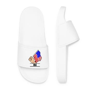 Flag USA fist text USA - Women’s Pool Sliders - white - Front