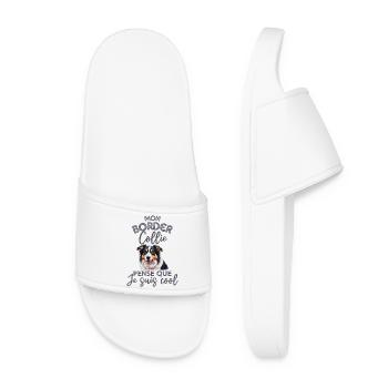 Mon border collie pense que je suis cool - Claquettes Femme - blanc - Devant