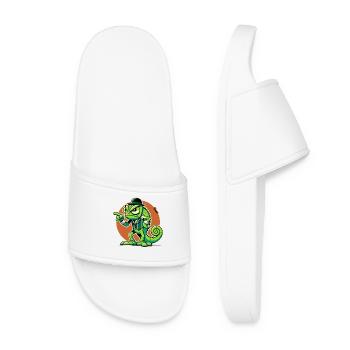 Angry chameleon gentleman with raised finger - Women’s Pool Sliders - white - Front