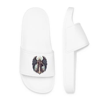 Grim reaper with wings and sword on trans - Women’s Pool Sliders - white - Front
