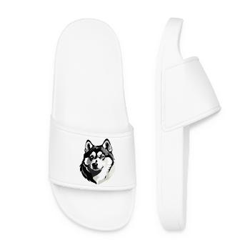 Husky Head - Pet Dog Sticker - Frauen Badelatschen - Weiß - Vorne