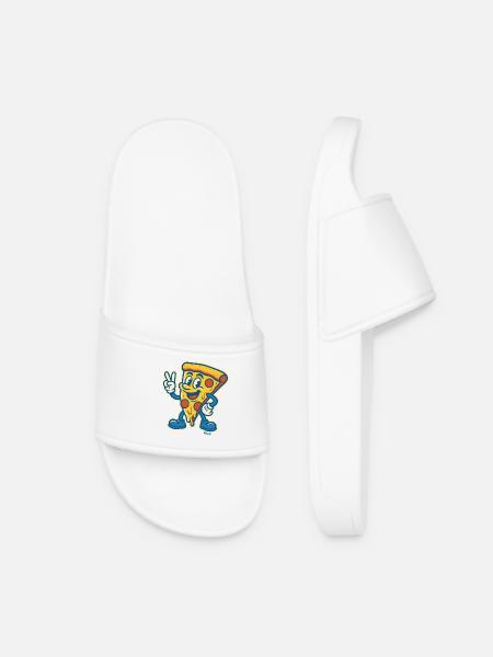 Pizza souriante avec signe de paix - Claquettes Femme - blanc