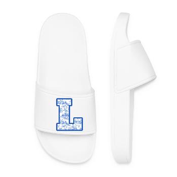 Letter l blue chinoiserie - Women’s Pool Sliders - white - Front