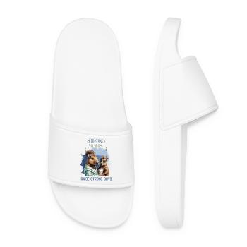Strong Moms Raise Strong Boys – Boy Mom Design - Women’s Pool Sliders - white - Front