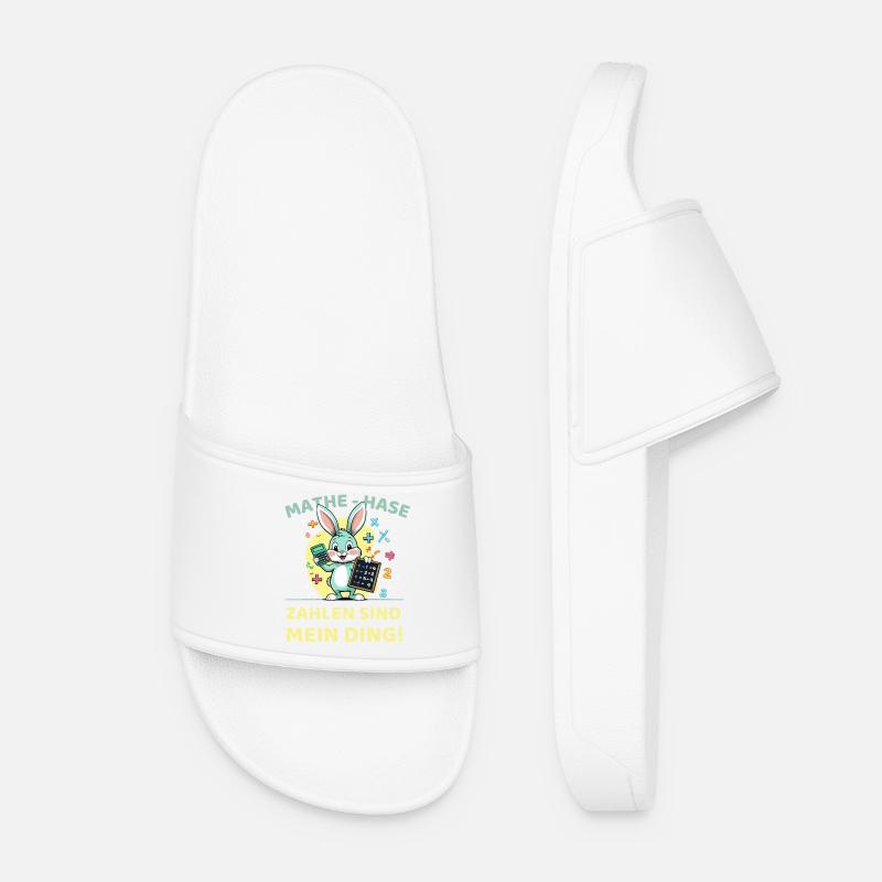 Math bunny with calculator and blackboard - Women’s Pool Sliders - white