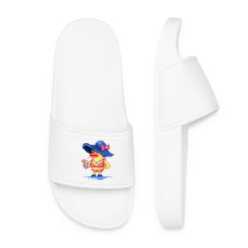 Pixel art Canard sur la plage en maillot de bain - Claquettes Femme - blanc - Devant