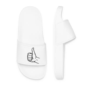 Daumen Hoch Handzeichen – Thumbs Up Symbol - Frauen Badelatschen - Weiß - Vorne