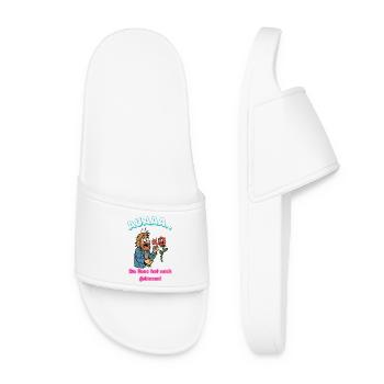Rose Bites Me Cartoon Humor Caricature - Women’s Pool Sliders - white - Front