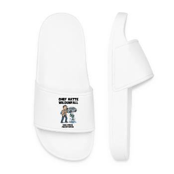Accident Assistance Cartoon with Fish and Car - Women’s Pool Sliders - white - Front