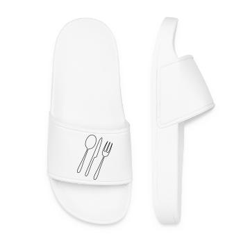 Cutlery Fork Spoon - Women’s Pool Sliders - white - Front