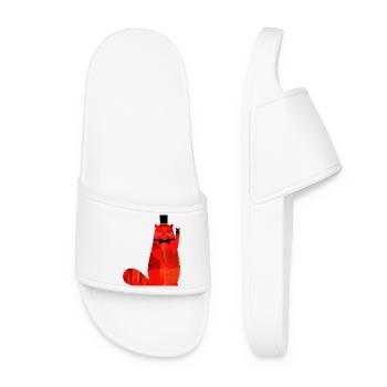 Chat rouge avec nœud papillon et haut-de-forme - Claquettes Femme - blanc - Devant