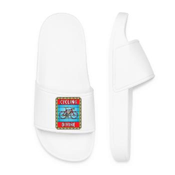 Cycling Stained Glass - Women’s Pool Sliders - white - Front