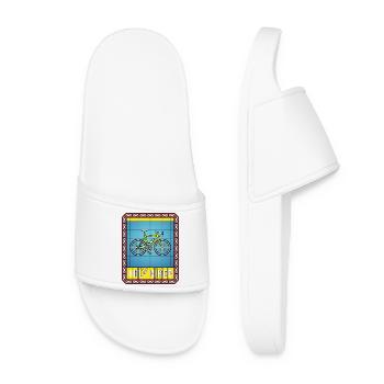 Bicycle Stained Glass - Women’s Pool Sliders - white - Front