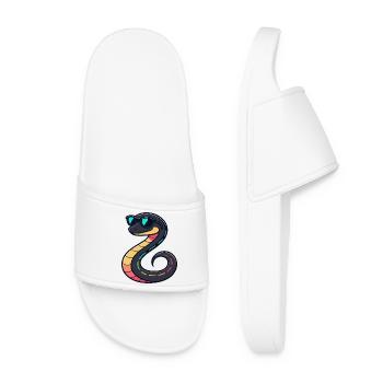 Serpent néon avec lunettes - Claquettes Femme - blanc - Devant