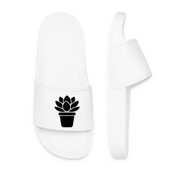 Succulent Houseplant Plant Mom Botany - Women’s Pool Sliders - white - Front