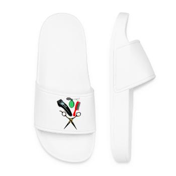 Colorful comb, scissors, shaver nice smelling - Women’s Pool Sliders - white - Front