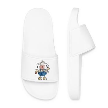 Mechanic sheep with pun I screwdriver - Women’s Pool Sliders - white - Front