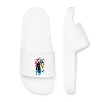 pulvérisateur de motifs de street art cool dans le style graffiti - Claquettes Femme - blanc - Devant