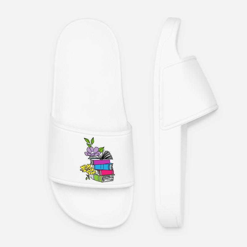 Books with flowers - Women’s Pool Sliders - white