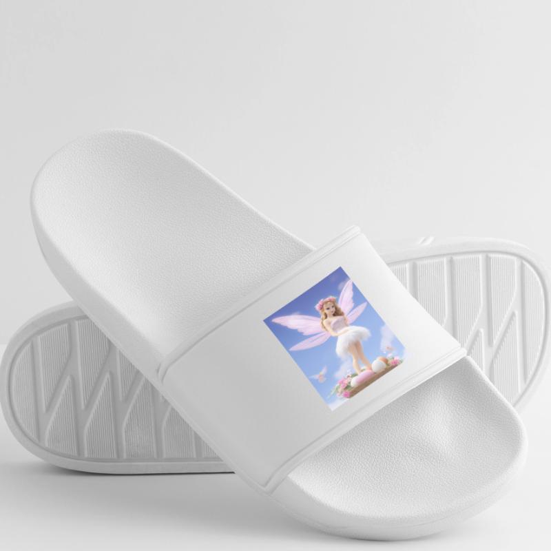 Retro style Pixie on Egg- Easter Women’s Pool Sliders