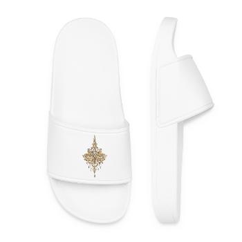 Noble Golden Lotus Flower - Women’s Pool Sliders - white - Front