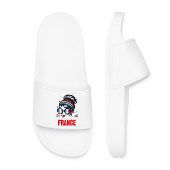 Stylish France Girl: Retro Chic with Modern Twist - Women’s Pool Sliders - white - Front