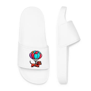 Chien teckel avec des ballons - Claquettes Femme - blanc - Devant