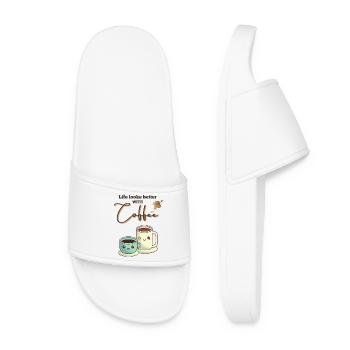 Fueled by Coffee - Women’s Pool Sliders - white - Front