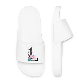 Elégante lettre 'L' avec des fleurs - Claquettes Femme - blanc - Devant