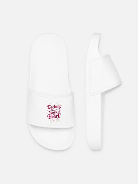 Teaching is a Work of Heart - Women’s Pool Sliders - white
