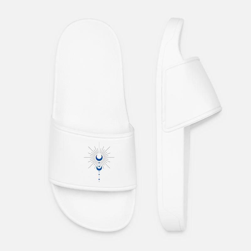 Friedens Symbol mit Mond - Frauen Badelatschen - Weiß