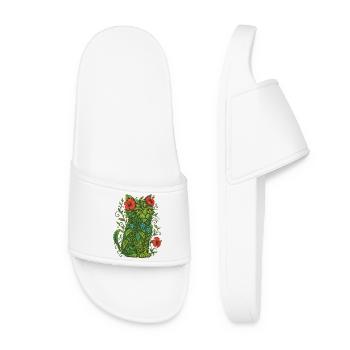 Illustration de chat floral - Claquettes Femme - blanc - Devant