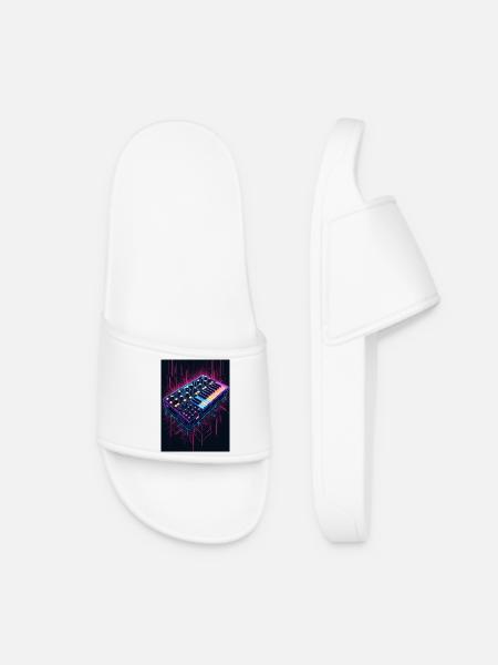 Futuristic synthesizer design - Women’s Pool Sliders - white