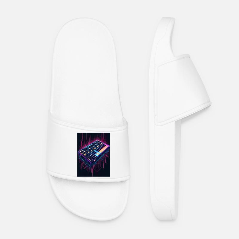 Futuristic synthesizer design - Women’s Pool Sliders - white