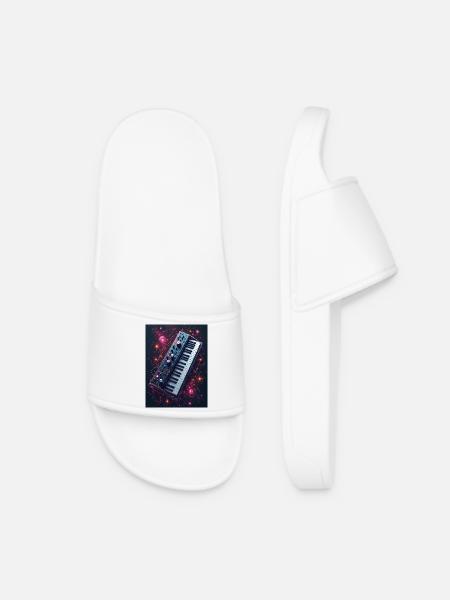 Cosmic Music Keyboard - Women’s Pool Sliders - white