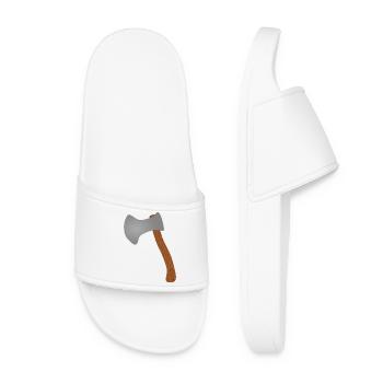 Woodland Axe Illustration T-Shirt - Women’s Pool Sliders - white - Front