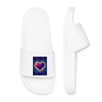 Neon Heart Pulse – Retro-80er-Liebe - Frauen Badelatschen - Weiß - Vorne