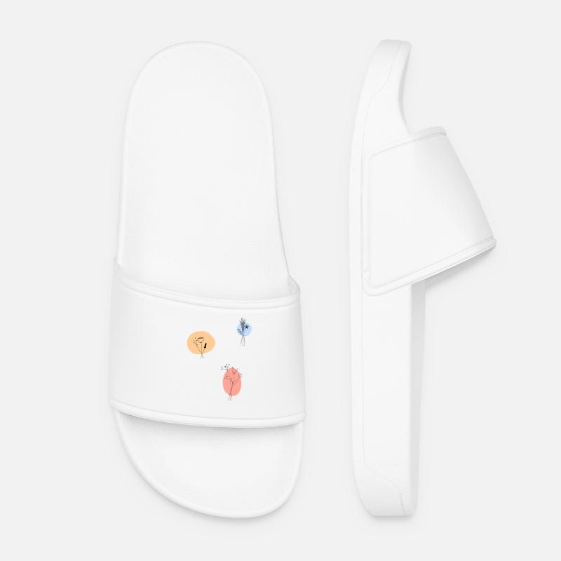 Pastel Blossoms Delicate Line Art - Women’s Pool Sliders - white
