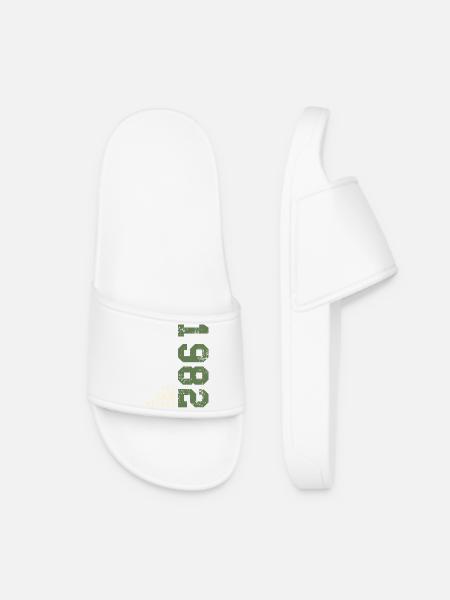 1982 Birthday 1982 Born 1982 Birthday - Women’s Pool Sliders - white